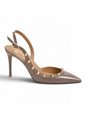 Valentino Garavani Rockstud 100 Patent Leather Slingback Pump Pink Size 40